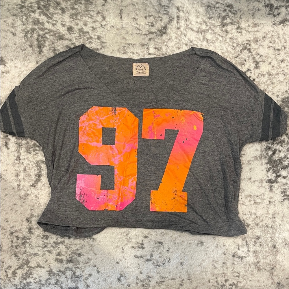 American Eagle Outfitters Gray Tee with Orange Graphic